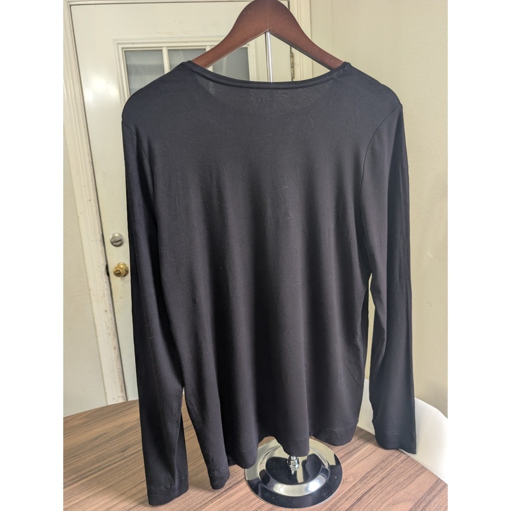 Chico's The Ultimate Tee Black Long Sleeve Stretch Knit Top Size 1 Medium - Picture 2 of 5